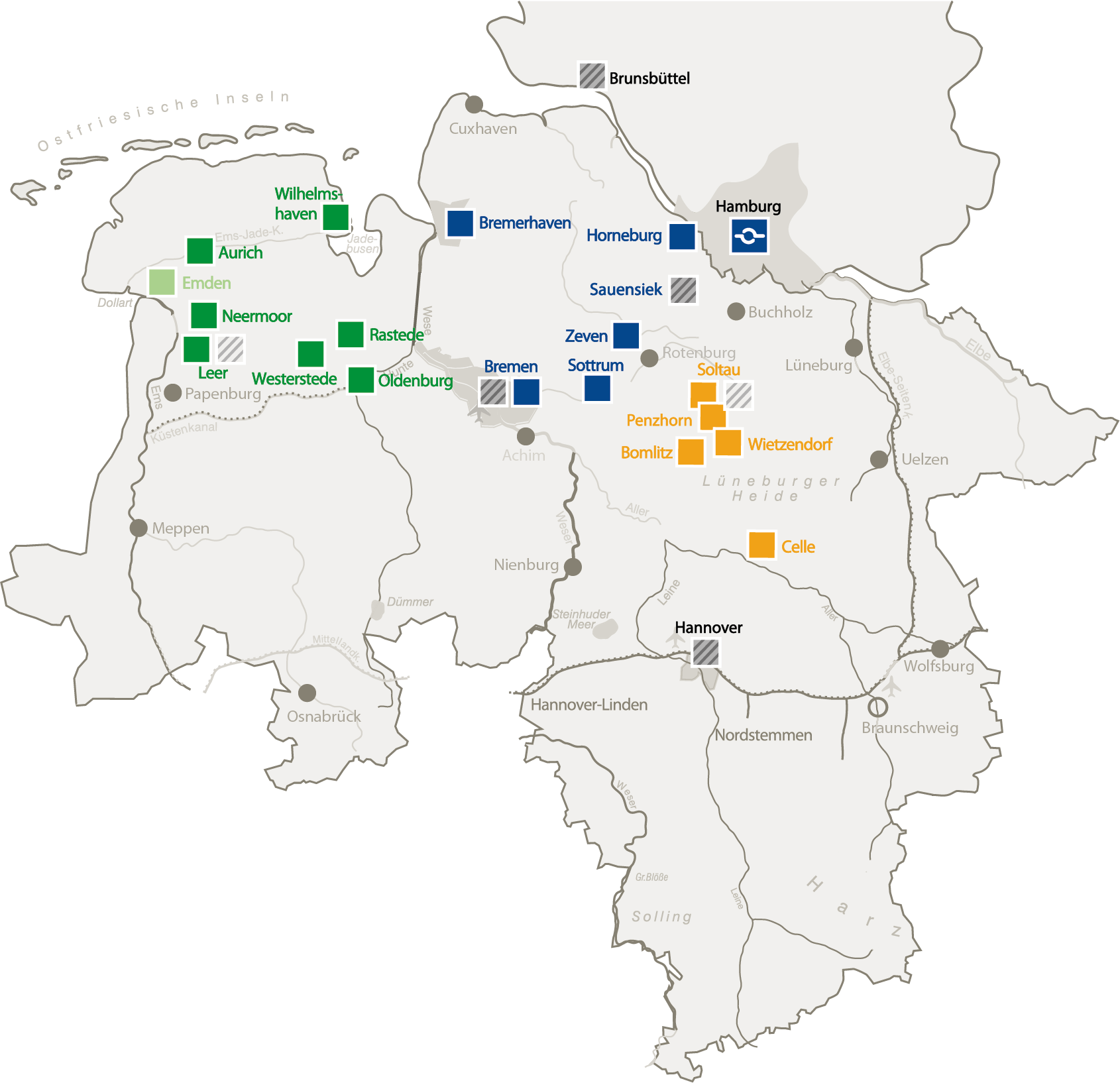 Die Fertigbeton von Saldern GmbH & Co. KG ist Teil der von Saldern Gruppe_Standorte Stand 2026
